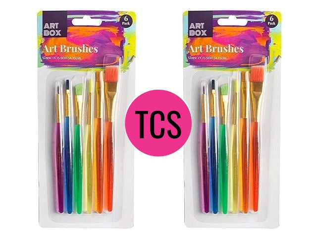 6Pk Transparent Handle Paint Brushes