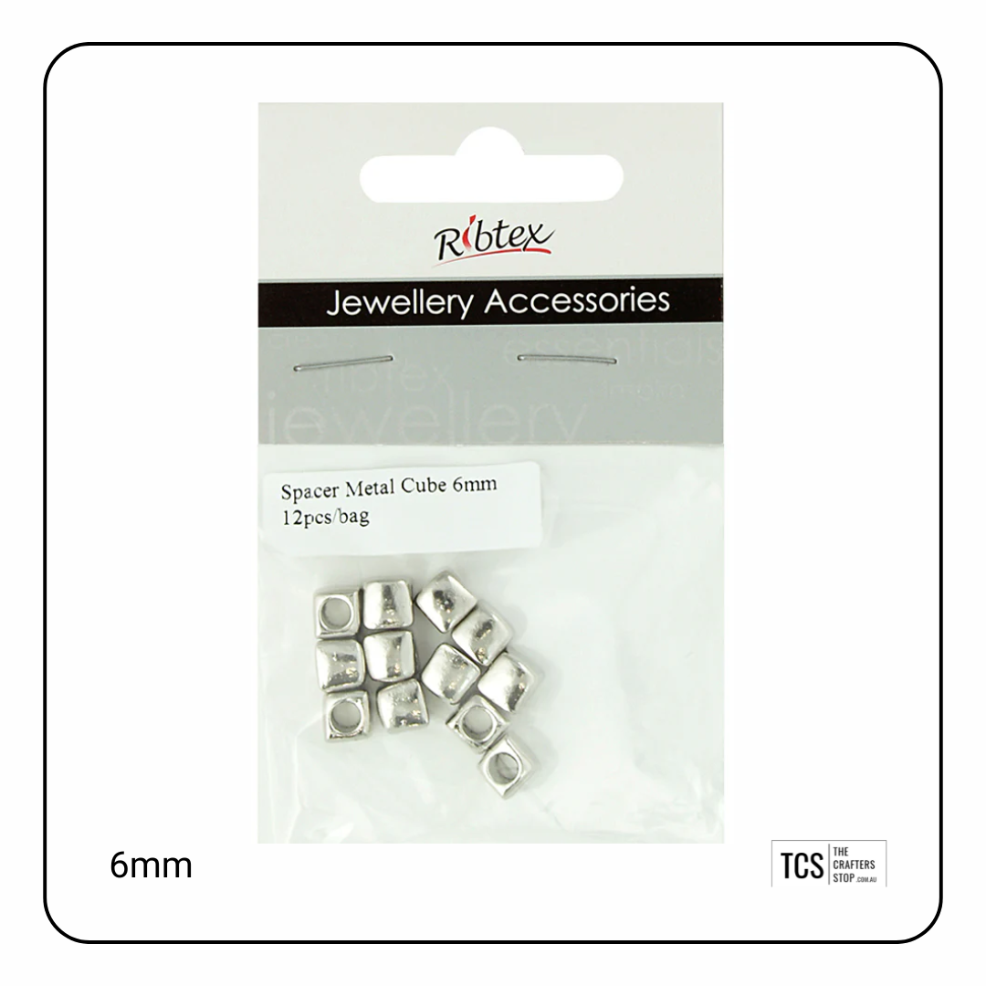 6mm Metal Cube Spacer Beads