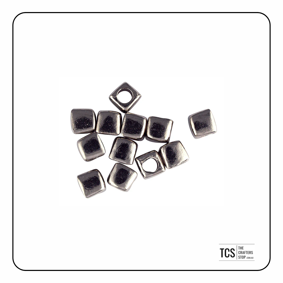 6mm Metal Cube Spacer Beads