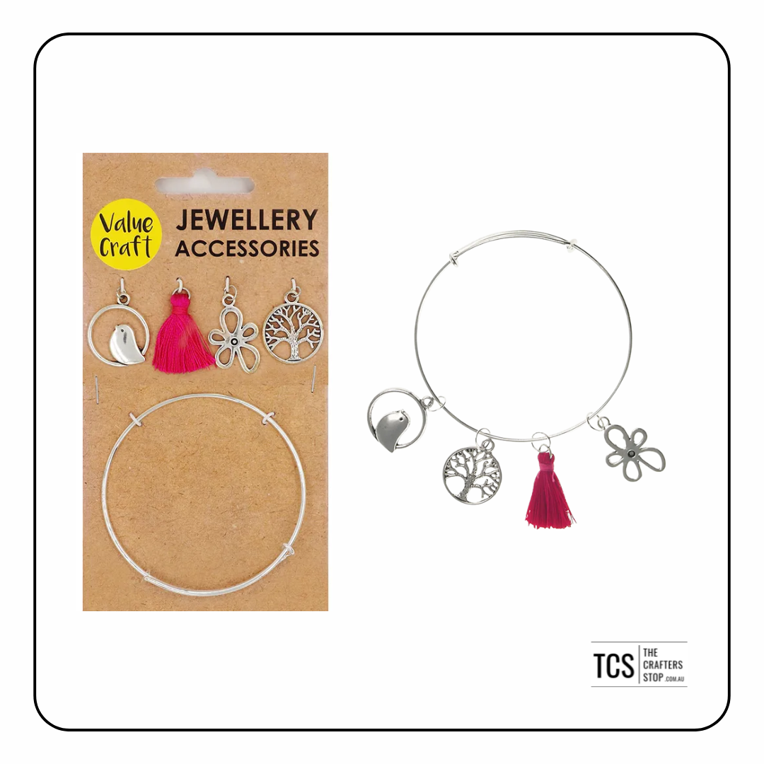 Silver Charm Bracelet Kit - 5 pcs