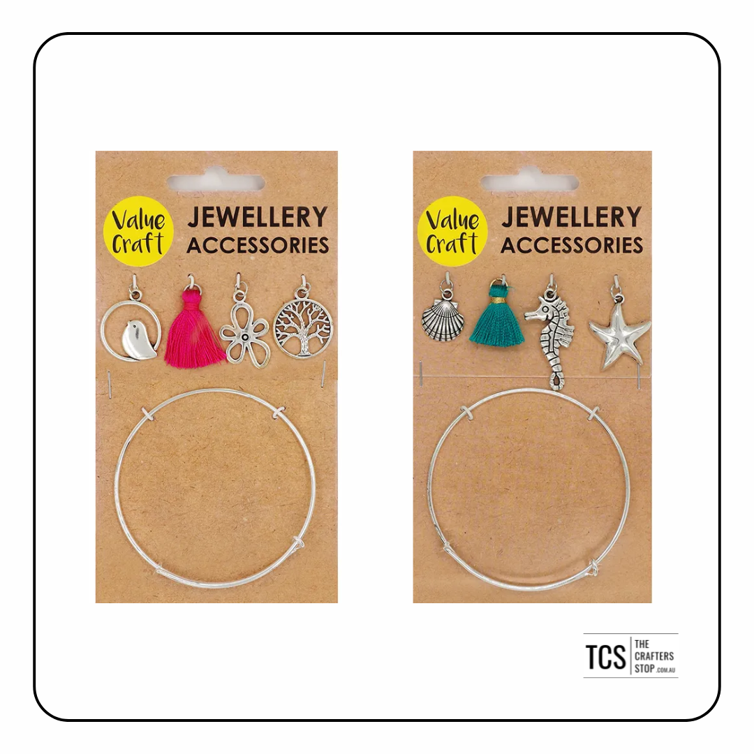 Silver Charm Bracelet Kit - 5 pcs